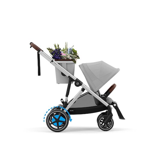 Poussette e-Gazelle S + Panier shopping Châssis Silver - Stone grey  de CYBEX Poussette e-Gazelle S + Panier shopping Châssis Silver - Stone grey  de CYBEX