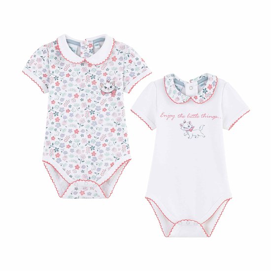 Lot de 2 bodies manches courtes Marie Blanc 12 mois de Disney Baby