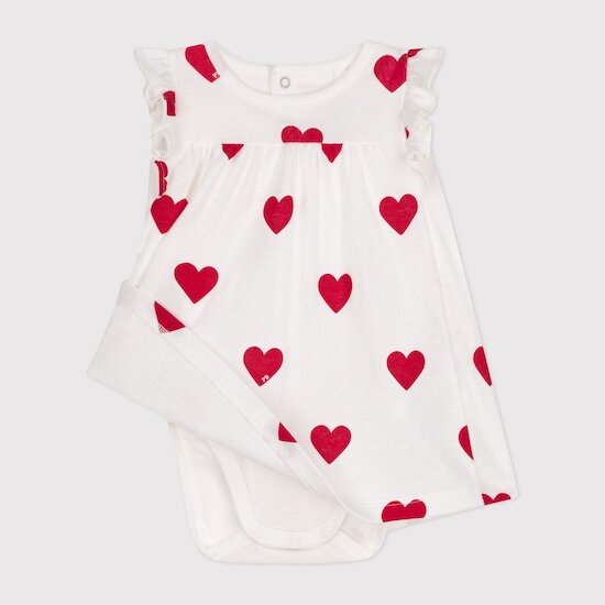 Robe body en coton bio Imprimé Cœur  de Petit Bateau Robe body en coton bio Imprimé Cœur  de Petit Bateau