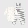 Ensemble salopette bébé rayure marinière et body imprimé