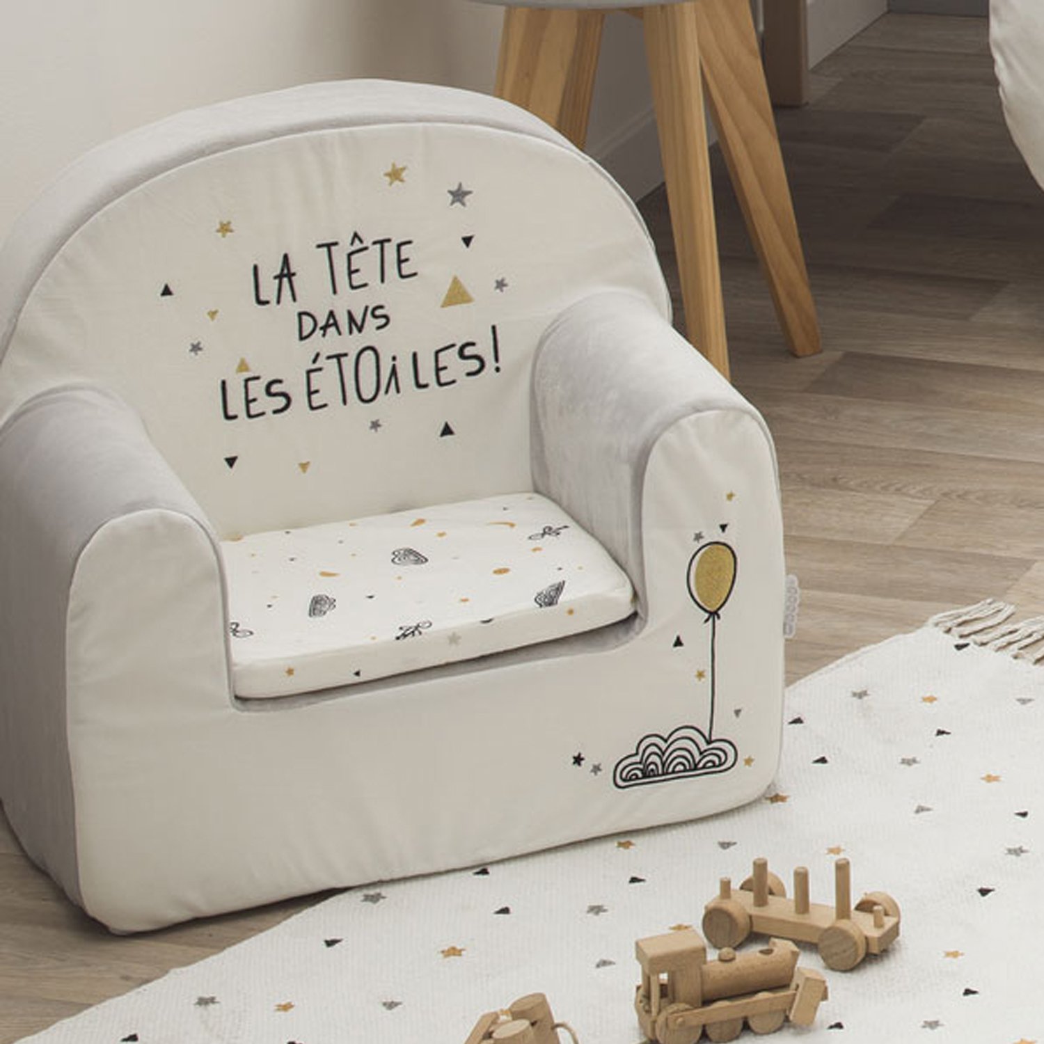 Etoiles filantes fauteuil déhoussable et coussin de Little Band