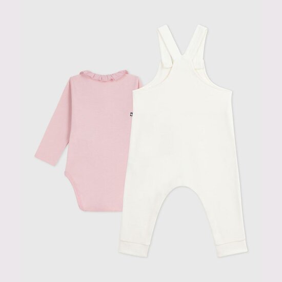 Ensemble salopette bébé en coton uni et détails raffinés Milk / Joli  de Petit Bateau