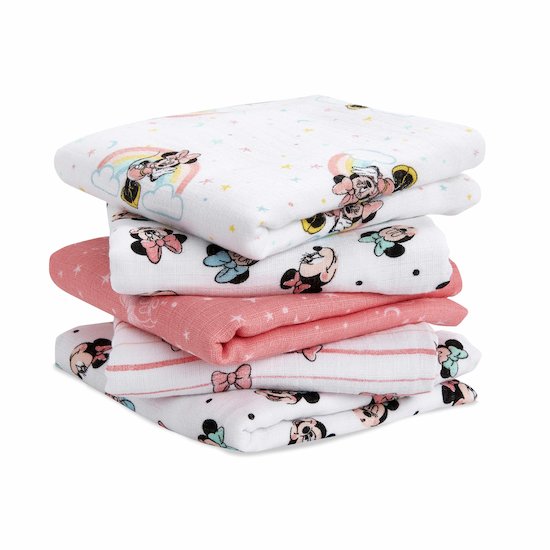 Lot de 5 Langes Musy 60x60 Minnie arc-en-ciel  de aden + anais essentials