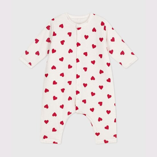 Combinaison ouatinée bébé en coton imprimé cœurs Marshmallow / Terkuit  de Petit Bateau Combinaison ouatinée bébé en coton imprimé cœurs Marshmallow / Terkuit  de Petit Bateau