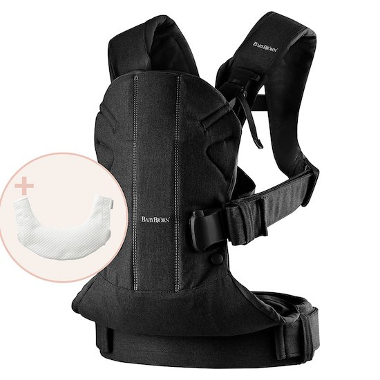 Pack Porte Bebe One Bavoir Tencel Noir De Babybjorn Porte Bebe Ventral Aubert