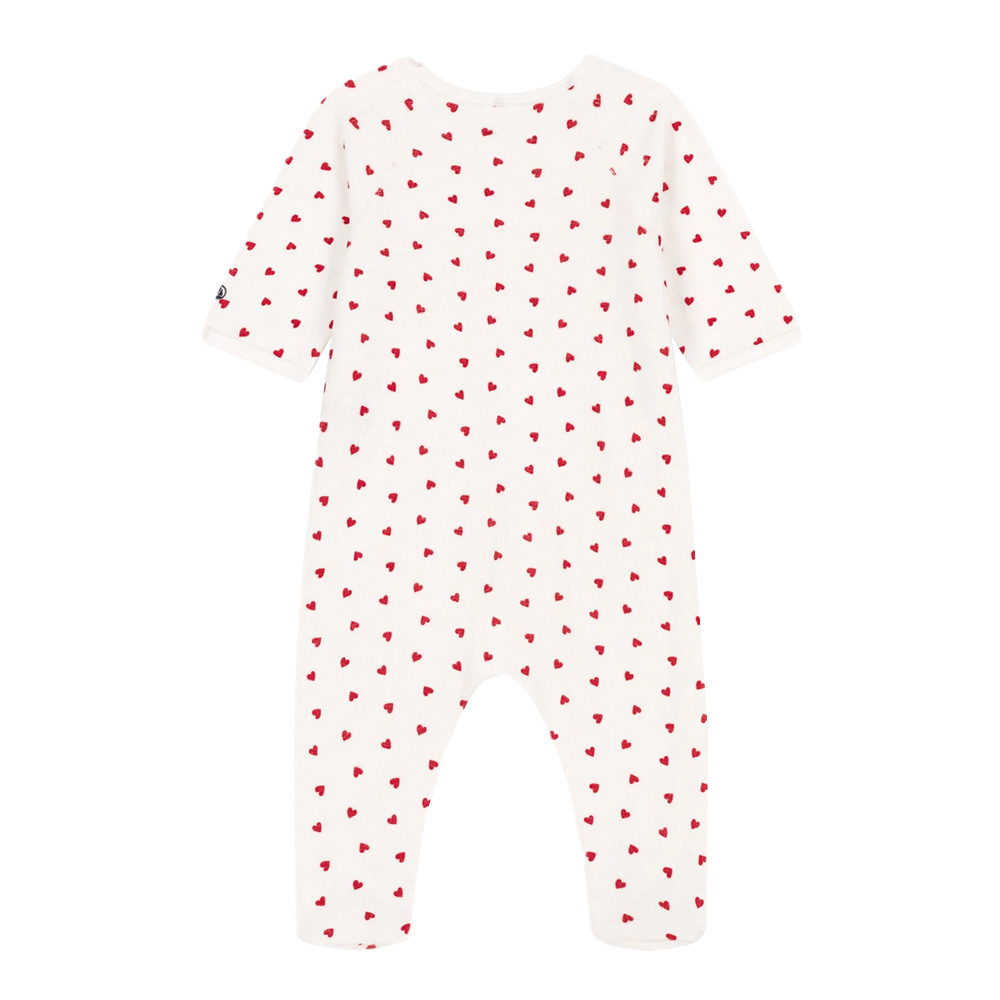 Pyjama Bébé Hiver Molleton Blanc Cœurs Rouges Petit Bateau- Intemporel -  Petit Pois