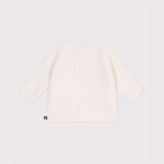 Cardigan tricot point mousse en coton Blanc Marshmallow  de Petit Bateau Cardigan tricot point mousse en coton Blanc Marshmallow  de Petit Bateau