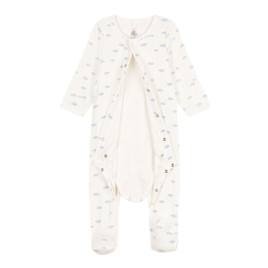 Bodyjama nuages en tubique Blanc Marshmallow/Blanc Multico  de Petit Bateau Bodyjama nuages en tubique Blanc Marshmallow/Blanc Multico  de Petit Bateau