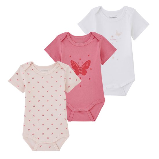 Lot 3 bodies papillon Rose  de P'tit bisou