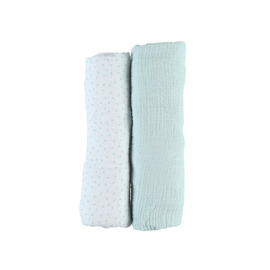 Mix & Match 2 Draps housses Mousseline Bio Mint 60 x 120 cm de Noukies