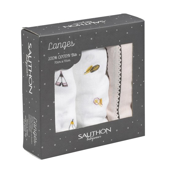 Timouki lot de 3 langes bio 70x70