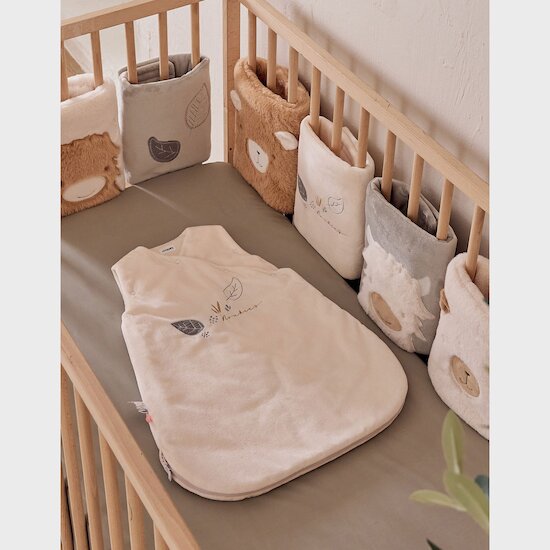 Gigoteuse brodée en Veloudoux Fluffy, Orso et Lily Écrue 0-3 mois de Noukies