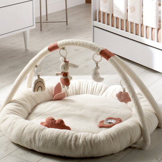 Tapis d'éveil coton bio Petit Cœur Vieux Rose  de Sauthon Baby Déco Tapis d'éveil coton bio Petit Cœur Vieux Rose  de Sauthon Baby Déco