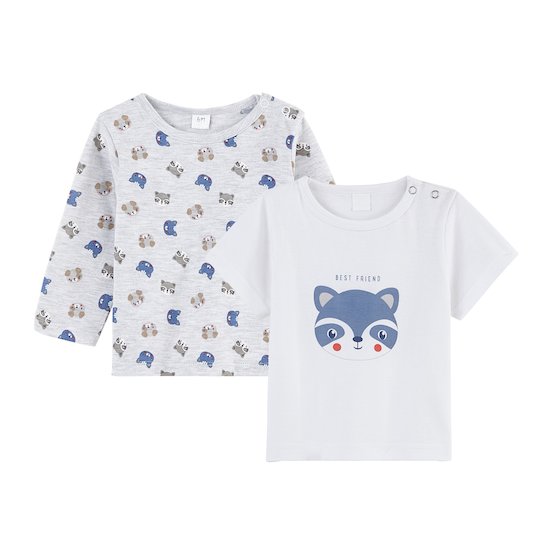 Lot 2 t-shirts Animals Gris  de P'tit bisou