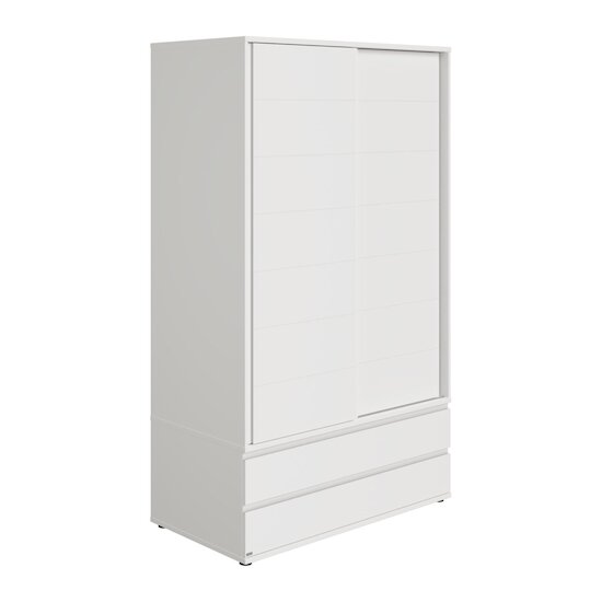 Armoire à portes coulissantes 2 portes 2 tiroirs blanc craie  de Paidi