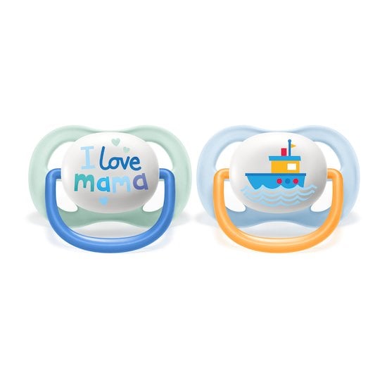 Lot 2 sucettes ultra air I love mama et bateau 0-6 mois de Philips AVENT