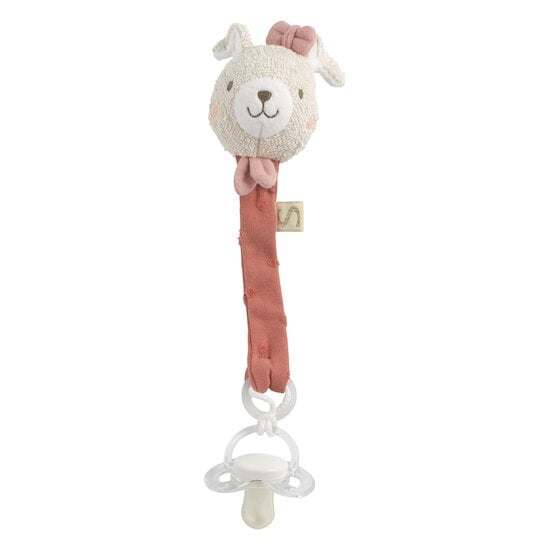 Attache-sucette coton bio Petit Cœur Vieux Rose  de Sauthon Baby Déco