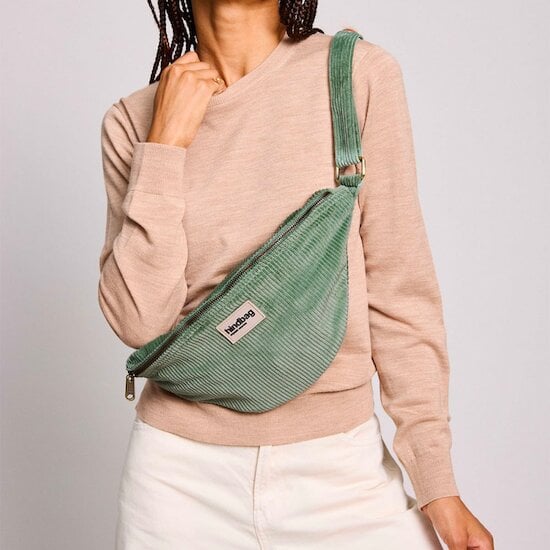 Sac banane Sasha Velours Vert d'eau  de Hindbag