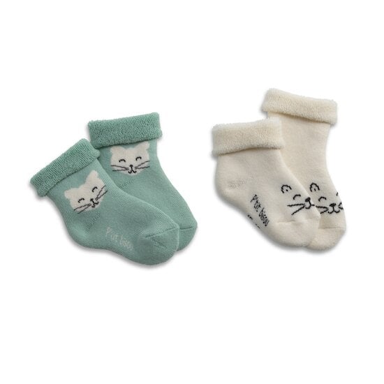 Lot de 2 paires de chaussettes Moustache et Tête de Chat  de P'tit bisou