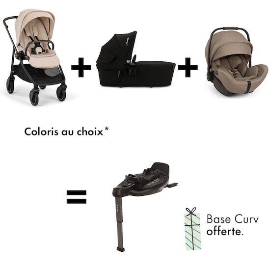Offre Nuna : Base Curv OFFERTE pour l'achat d'une Poussette Swiv + Nacelle Lytl + Siège auto Arra Flex   de Nuna