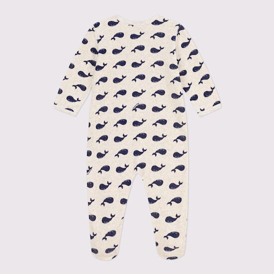 Pyjama en velours Baleines marinées  de Petit Bateau Pyjama en velours Baleines marinées  de Petit Bateau