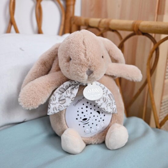 Veilleuse Lapin Musicale Projection mur avec chansons Douces Beige  de Doudou et Compagnie