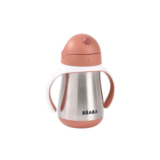 Tasse en inox avec paille Terracotta 250 ml de Béaba Tasse en inox avec paille Terracotta 250 ml de Béaba