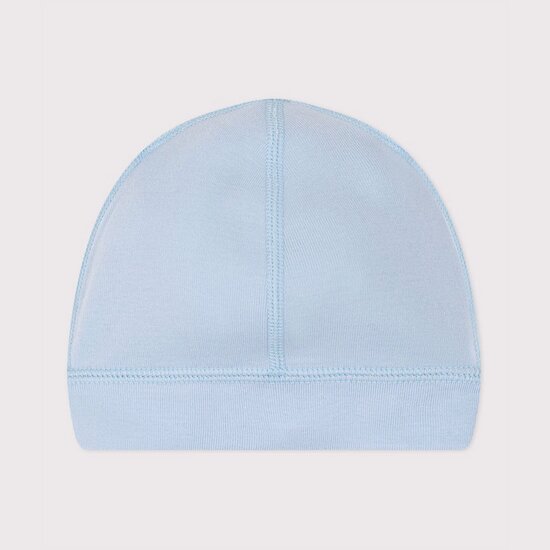 Bonnet bébé en coton uni Bleu toudou  de Petit Bateau