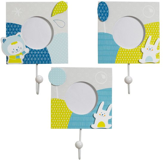 Patachon set de 3 patères Vert Bleu  de Sauthon Baby Déco