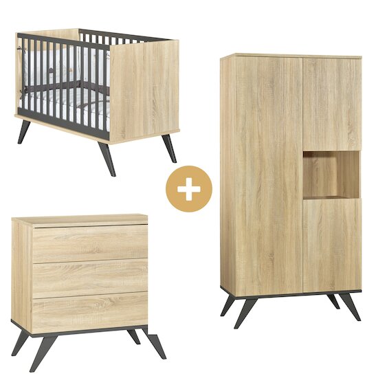 Chambre New York : Lit bébé 60x120 + armoire + commode   de Sauthon Baby's Sweet Home Chambre New York : Lit bébé 60x120 + armoire + commode   de Sauthon Baby's Sweet Home