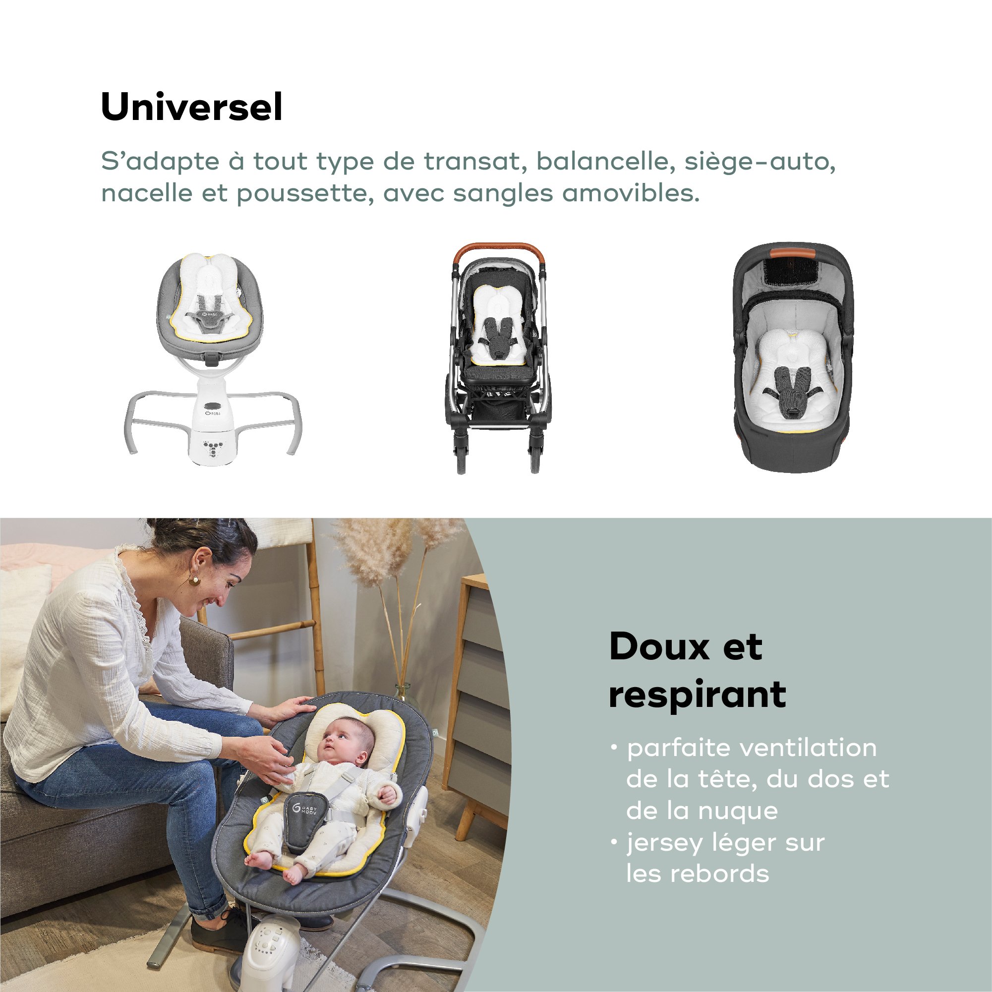 Babymoov Cosymorpho Smokey Réducteur Universel pour Bébé, Mousse à mémoire  de forme, pour Voyage