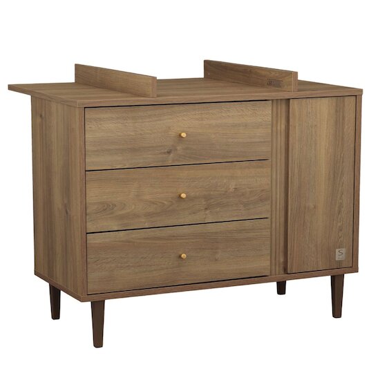 Mokka Commode 3 tiroirs 1 porte Chêne / Mokka  de Sauthon Baby's Sweet Home Mokka Commode 3 tiroirs 1 porte Chêne / Mokka  de Sauthon Baby's Sweet Home