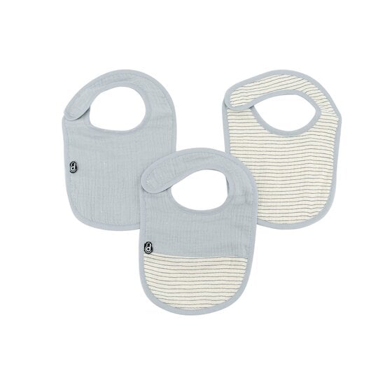 Lot de 3 bavoirs mousseline Bleu  de Domiva