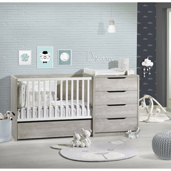 Chambre Loft : Lit évolutif + armoire + commode   de Sauthon Baby's Sweet Home Chambre Loft : Lit évolutif + armoire + commode   de Sauthon Baby's Sweet Home