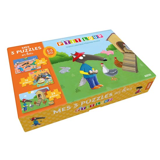 P'tit Loup mes 3 puzzles en bois Multicolore  de AUZOU