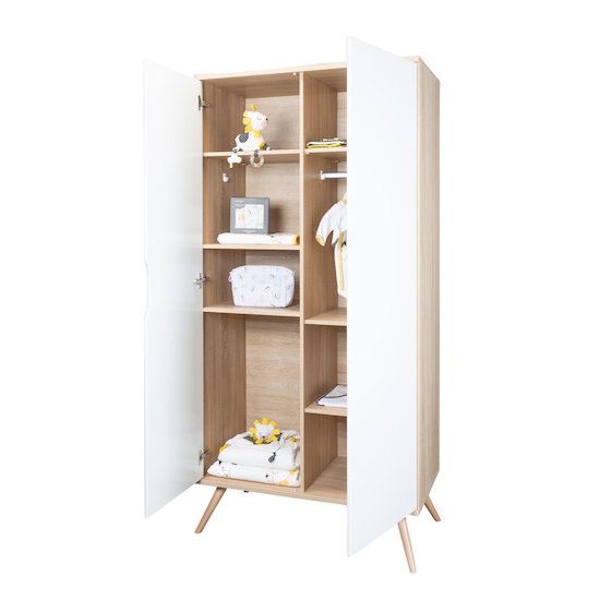 Sixties Armoire 2 portes Blanc  de Sauthon Baby's Sweet Home Sixties Armoire 2 portes Blanc  de Sauthon Baby's Sweet Home