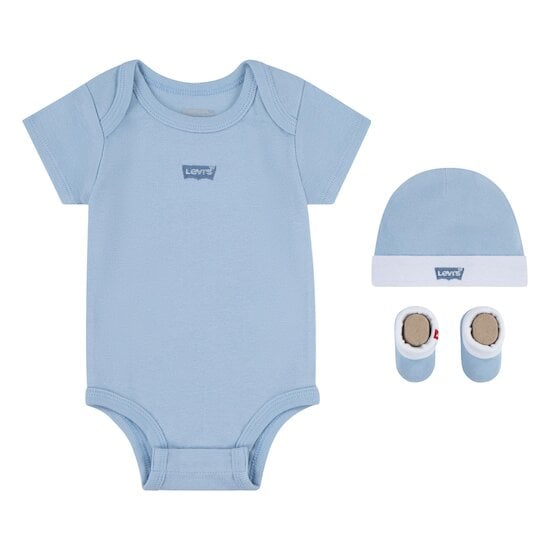 Coffret naissance Body + Bonnet + Chaussons Bleu  de Levi's Kids