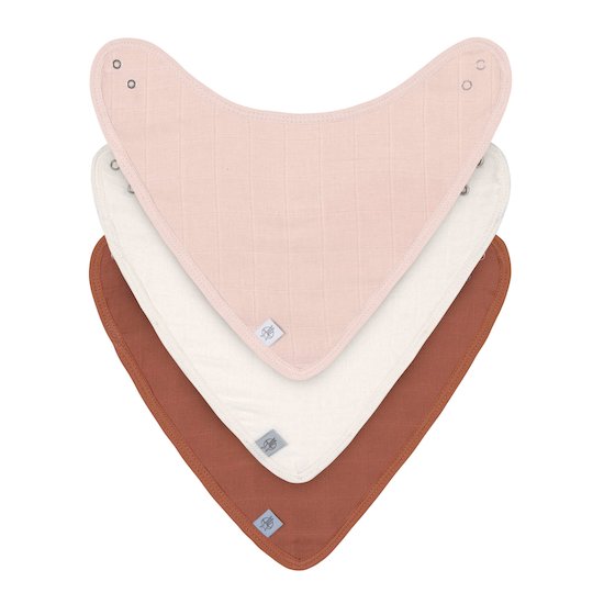 Lot de 3 bandanas en mousseline Rose poudré, blanc cassé, rouille  de Lässig