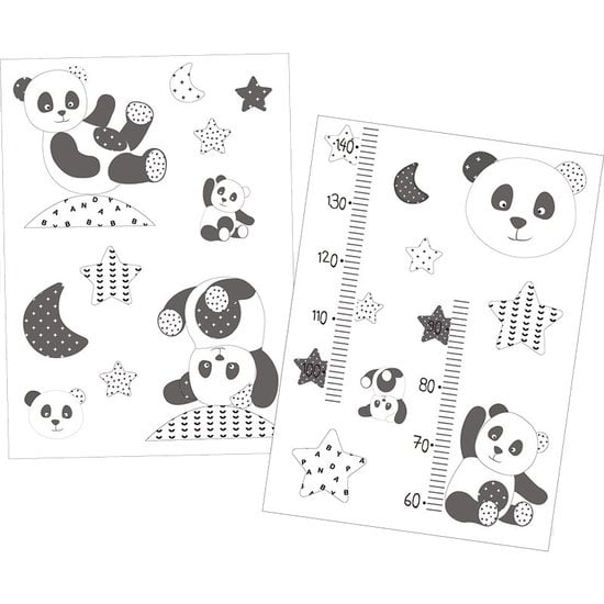 Chao Chao Stickers muraux Panda/étoiles  de Sauthon Baby Déco