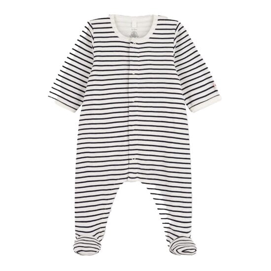 Bodypyjama à rayures Marshmallow/Smoking  de Petit Bateau Bodypyjama à rayures Marshmallow/Smoking  de Petit Bateau