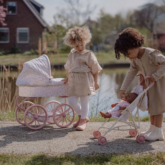 Poussette pour poupée en métal Rose  de Little Dutch Poussette pour poupée en métal Rose  de Little Dutch