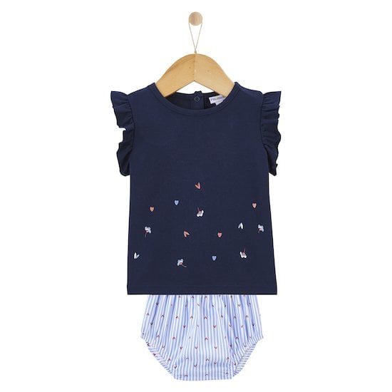 T-shirt + Bloomer Blue Garden Bleu 6 mois de P'tit bisou Aubert Dernière chance sur la Puériculture !