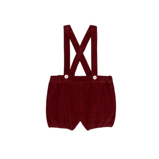 Short à bretelles bébé en velours uni Amarante  de Petit Bateau