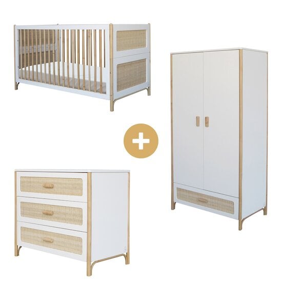 Chambre Oceania : Lit bébé 60x120 + Armoire + Commode   de Théo Chambre Oceania : Lit bébé 60x120 + Armoire + Commode   de Théo