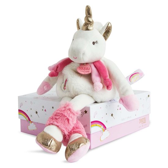 Licorne pantin Rose 22 cm de Doudou et Compagnie