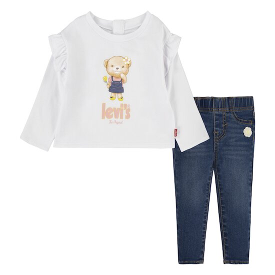 Ensemble 2 pièces t-shirt manches longues + jean Blanc  de Levi's Kids