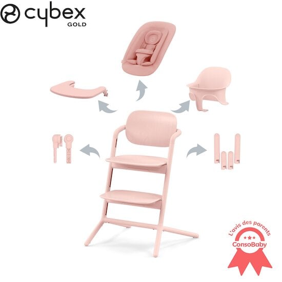 Chaise haute Lemo 4-en-1 Pearl Pink  de CYBEX