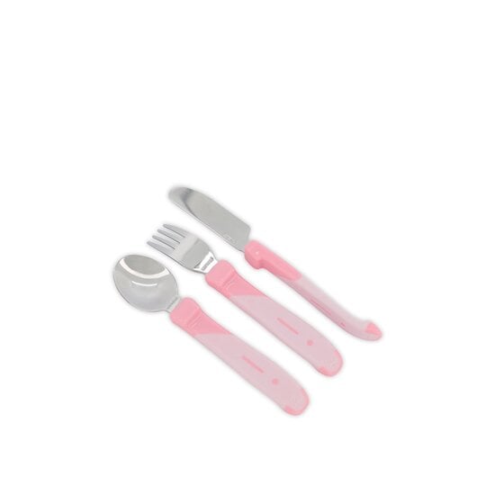 Lot de 3 couverts d'apprentissage acier inoxydable Rose 12 mois + de Twistshake