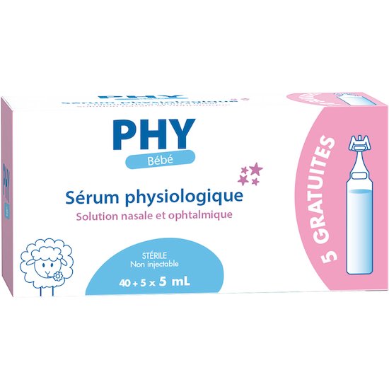 Sérum physiologique x40 + 5 unidoses stériles   de Phy Bébé