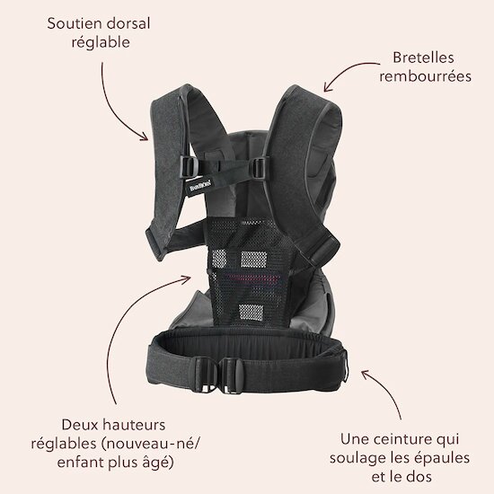 Porte-bébé One tissé mélangé Noir  de BabyBjörn Porte-bébé One tissé mélangé Noir  de BabyBjörn
